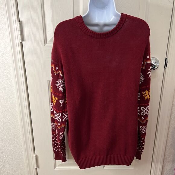 Game Of Thrones XL Ugly Christmas Sweater HBO I Drink And I Know Things Gold Red - Picture 3 of 10